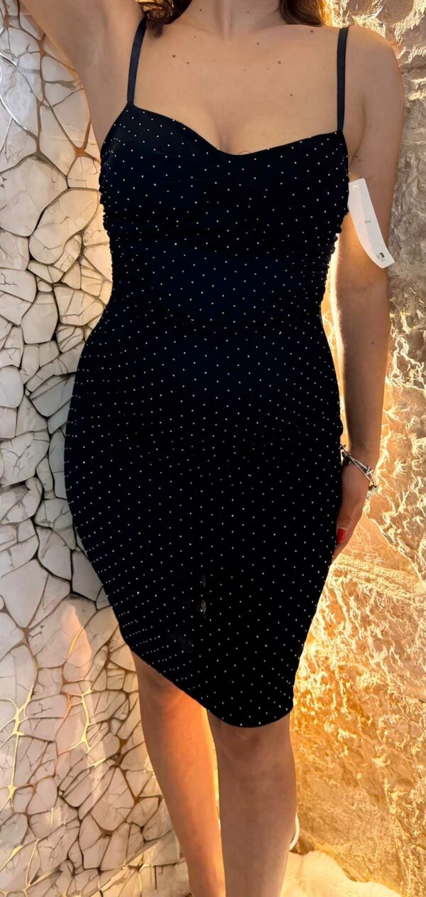 Vestito corto brillantinato blu notte